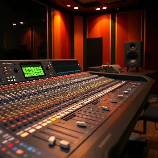 A detailed view of a mixing console at Sonic Bloom Studios
