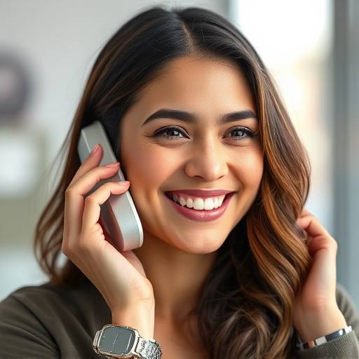 Ava Rodriguez, Client Relations, speaking on the phone and smiling